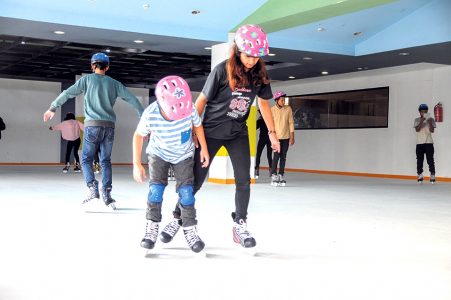 Synthetic ice rink flooring